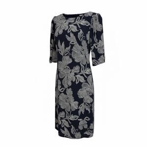 Tommy Hilfiger Navy Floral Shift Dress Lightweight Comfortable Knee Length 10